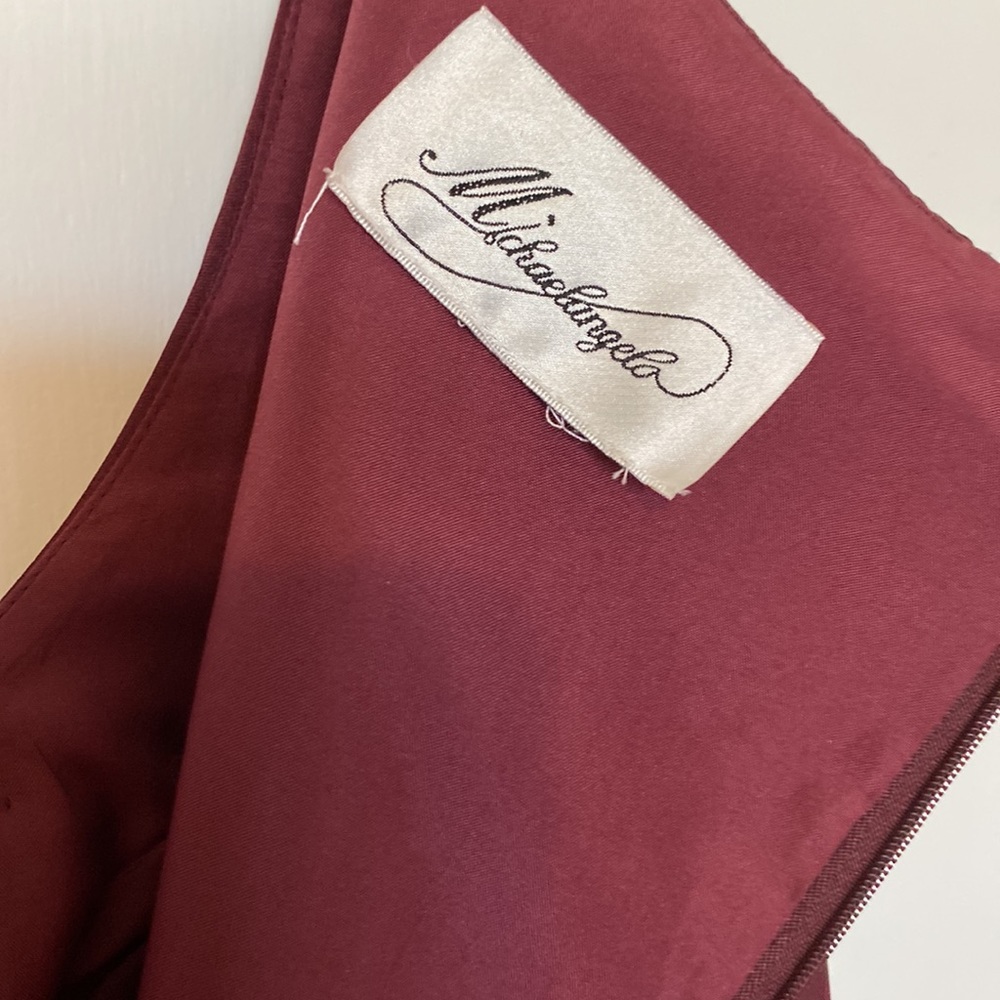 Michelangelo Party dress Burgundy chiffon overlay empire waist - Picture 4 of 10